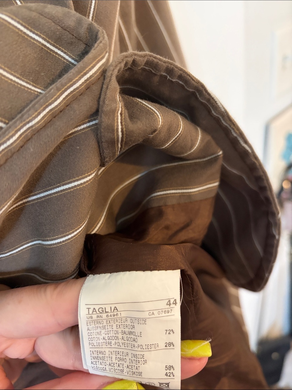 TAGLIA | Vintage Cotton Brown Pinstripe Women's Blazer - Picture 9 of 14